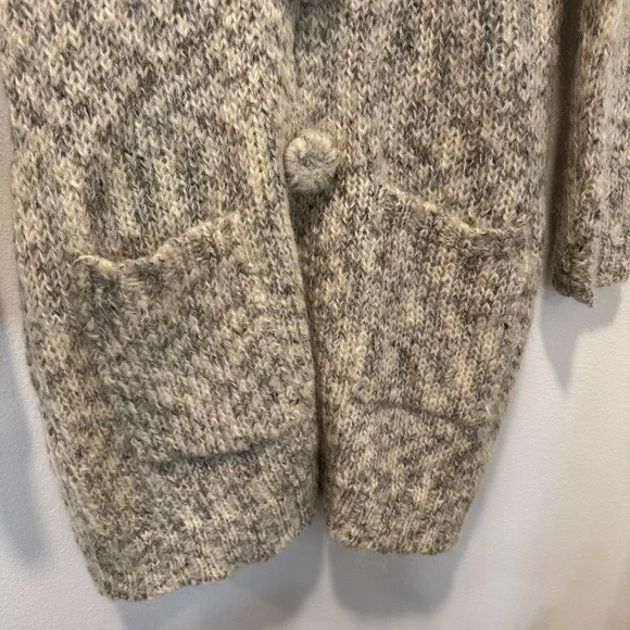 Eastside Westside Beige Knit Long Cardigan Sweater Mohair Blend Neutral Boho L - Picture 3 of 6